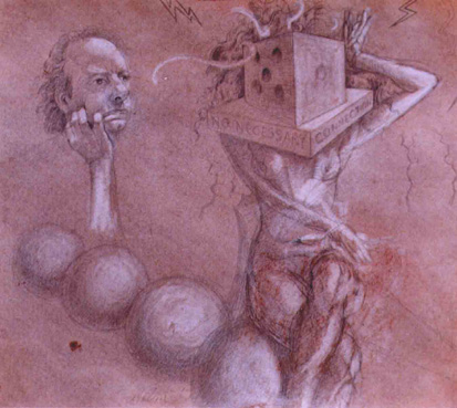 Pencil and chalk on paper, 29 x 27cm, 1994.